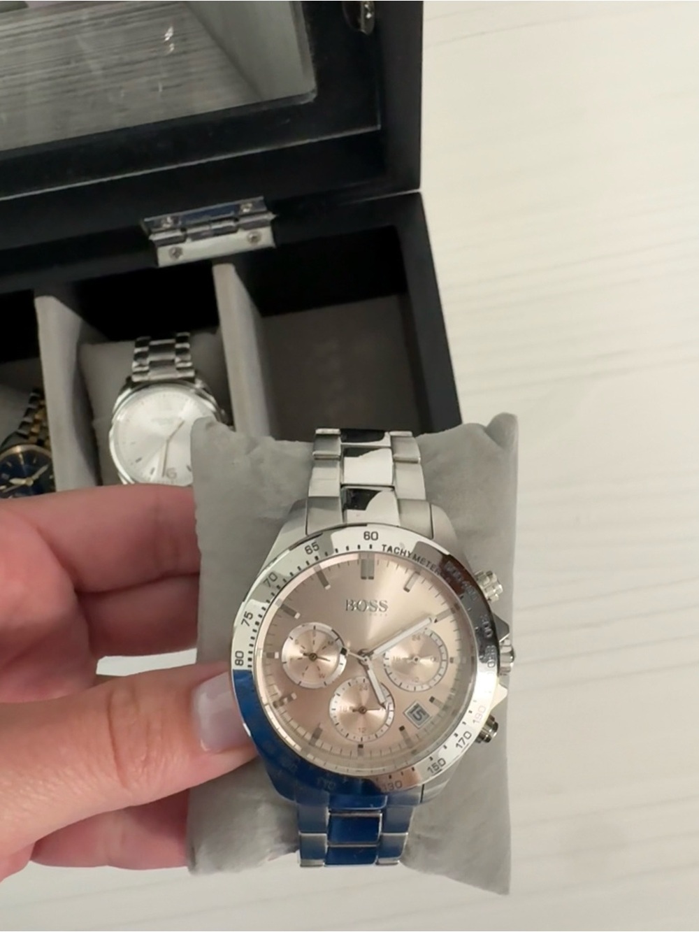 BOSS Silver Bracelet Watch with Rose Gold Dial
